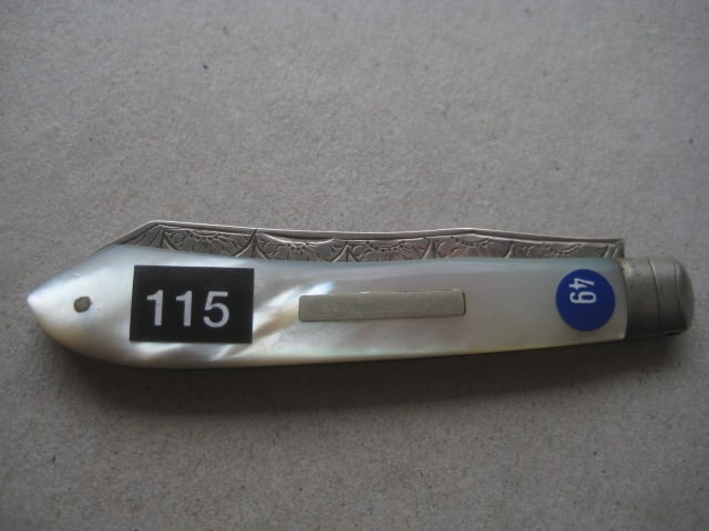 George V Mother of Pearl Hafted Silver Bladed Folding Fruit Knife - 10