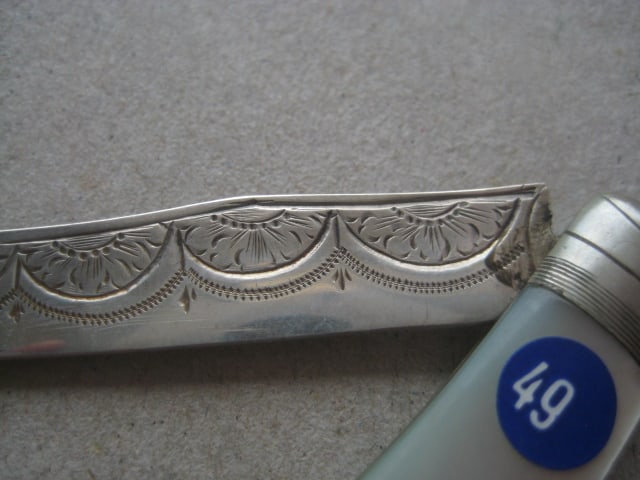 George V Mother of Pearl Hafted Silver Bladed Folding Fruit Knife - 5