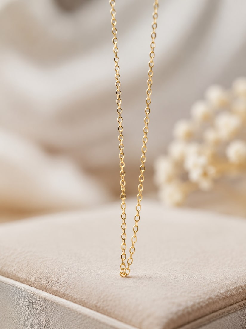 Micron Gold Plated Chain Necklace 40cm + 5cm Extension: Title: Micron Gold Plated Chain Necklace 40cm + 5cm Extension Description: Elegant and versatile micron gold-plated chain necklace featuring a delicate link design with a bright polished