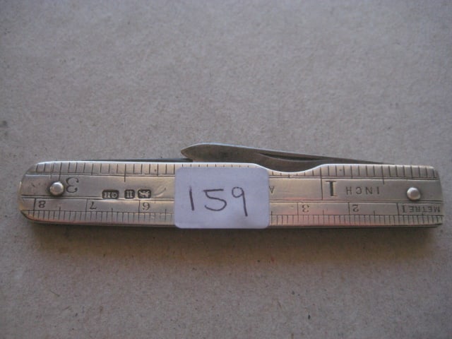 George V Silver Sided Extending Ruler Twin Steel Bladed Folding Penknife - 10