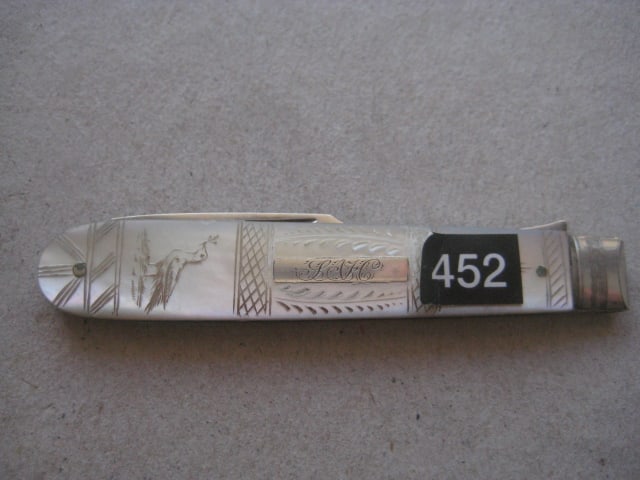 Victorian Mother of Pearl Hafted Silver Bladed Folding Fruit Fork - 10