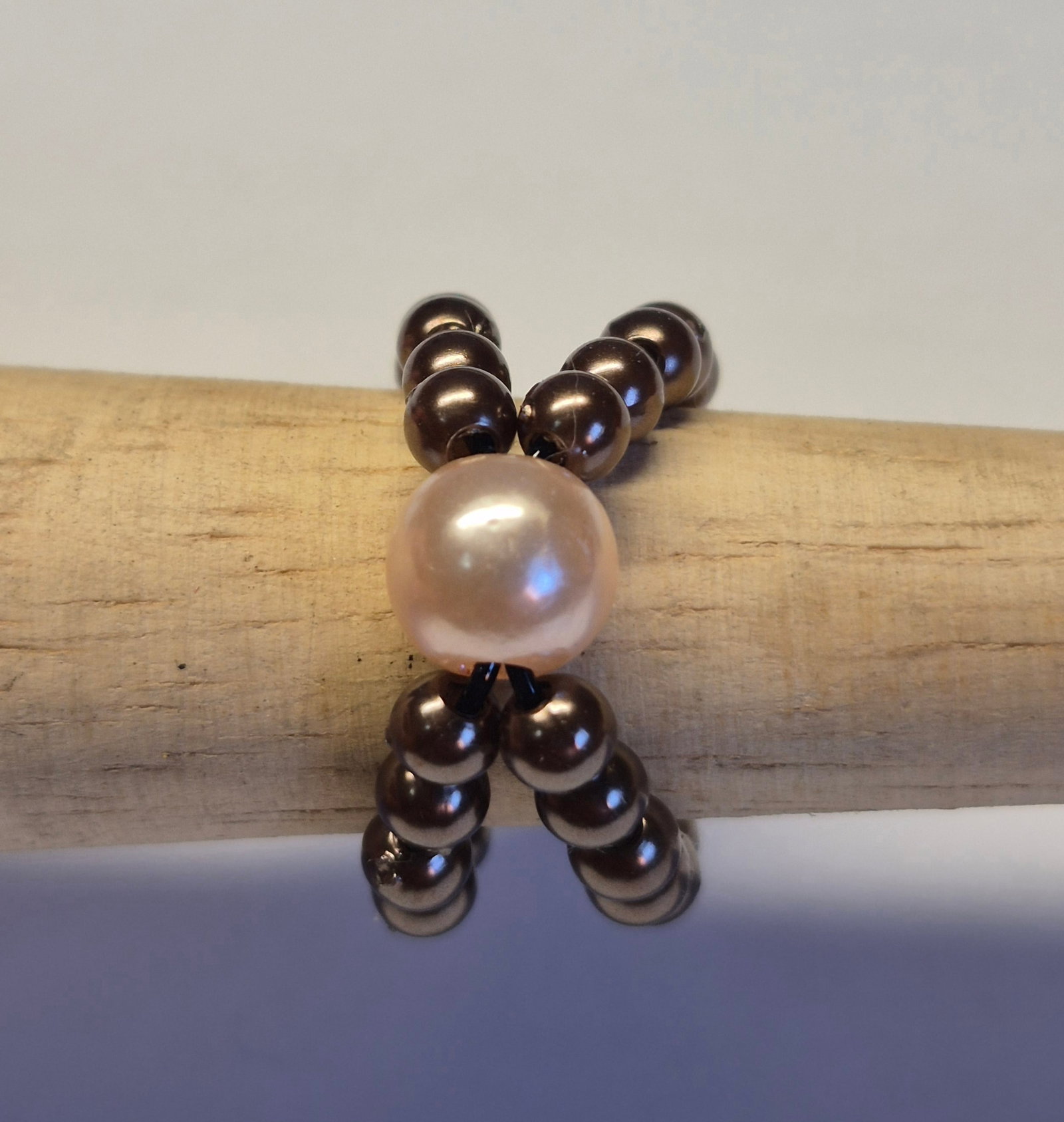 Elastic Ring With Purple Amethyst & Pearl Beads – Size 16 - 2