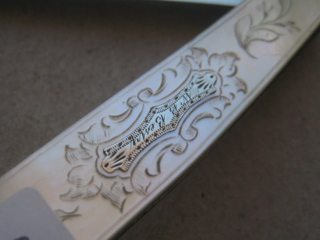 Victorian Mother of Pearl Hafted Silver Bladed Folding Fruit Knife - 5