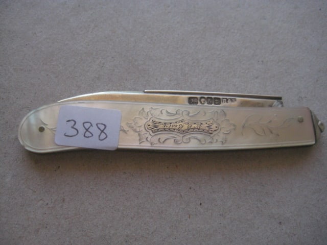Victorian Mother of Pearl Hafted Silver Bladed Folding Fruit Knife - 9