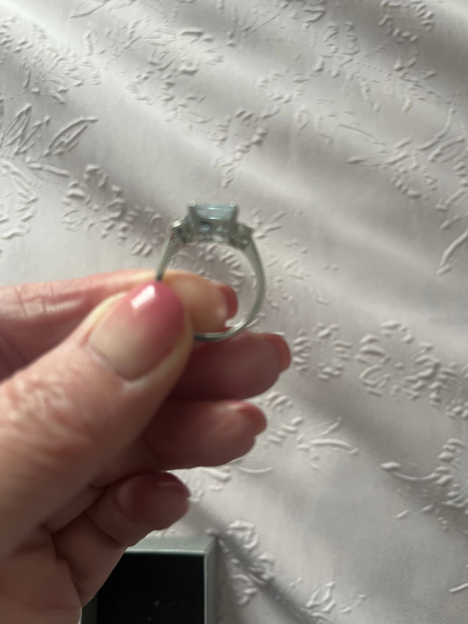 Platinum Aquamarine & Diamond Ring - 11