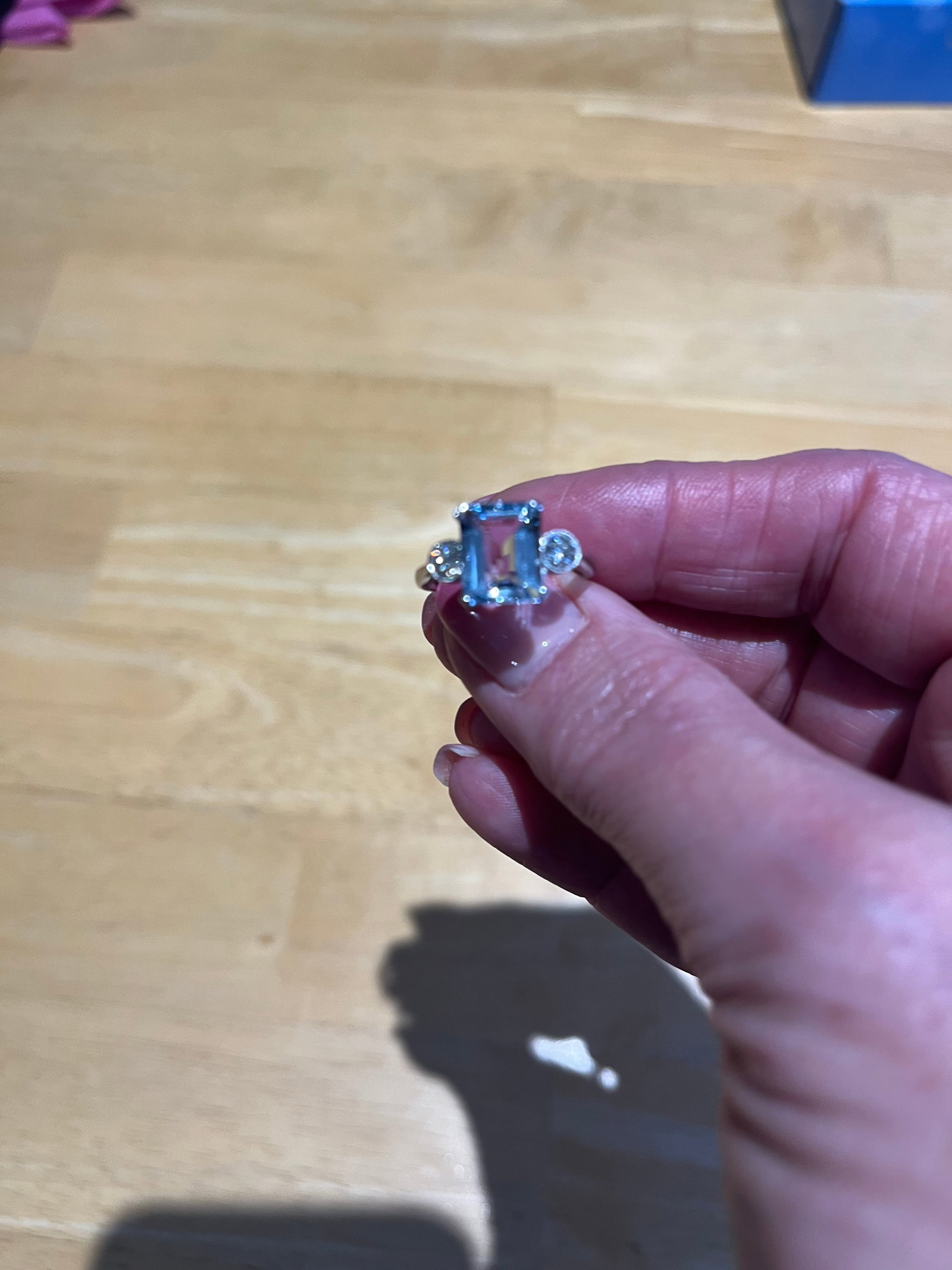 Platinum Aquamarine & Diamond Ring - 3