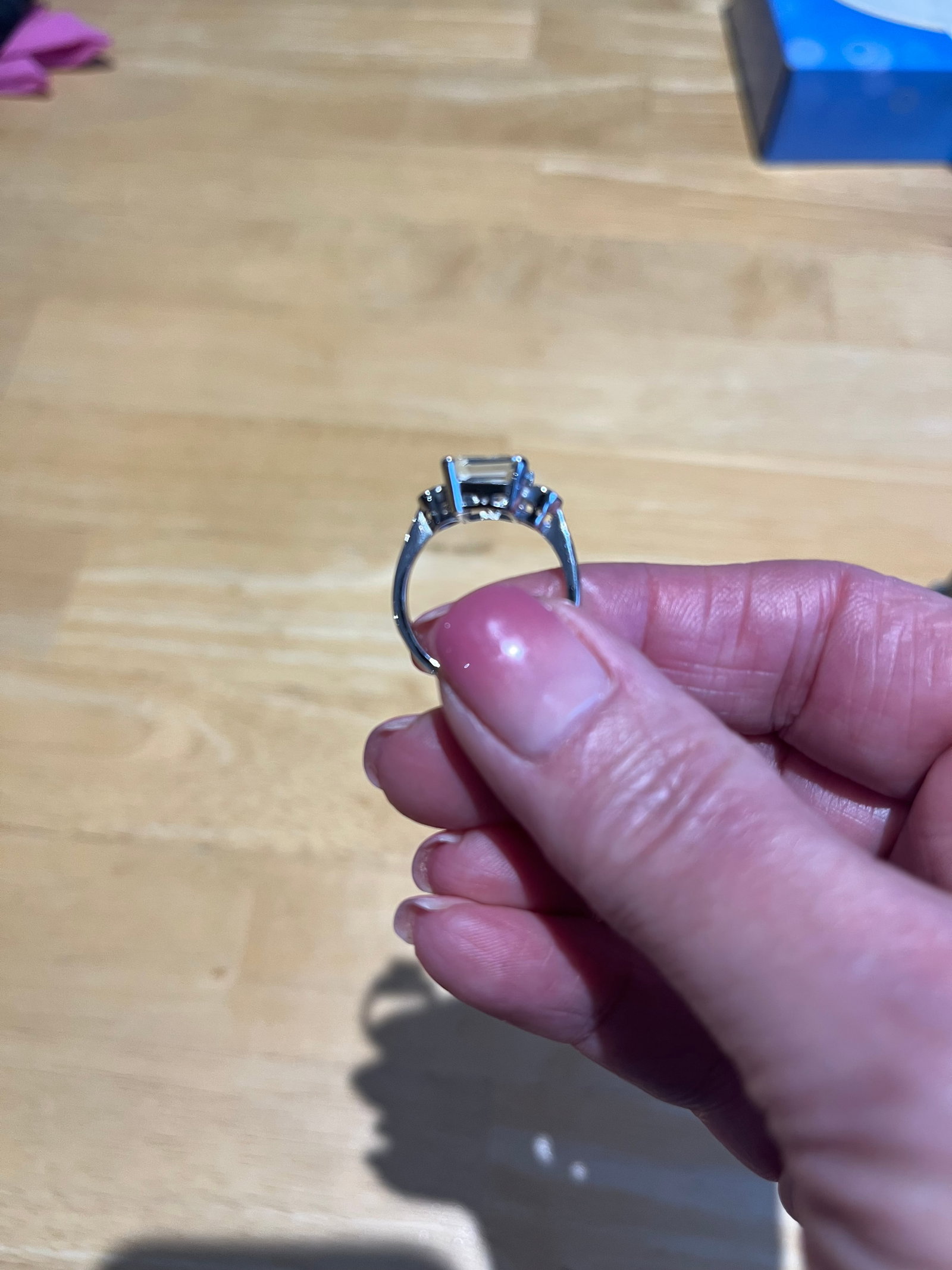 Platinum Aquamarine & Diamond Ring - 4