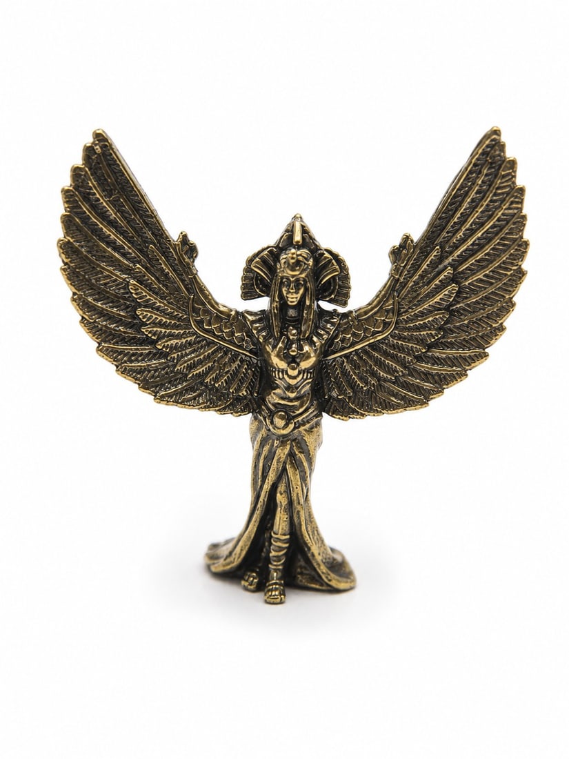 Egyptian Winged Goddess Figurine – Bronze Finish Miniature Statue 5cm (1 of 1)