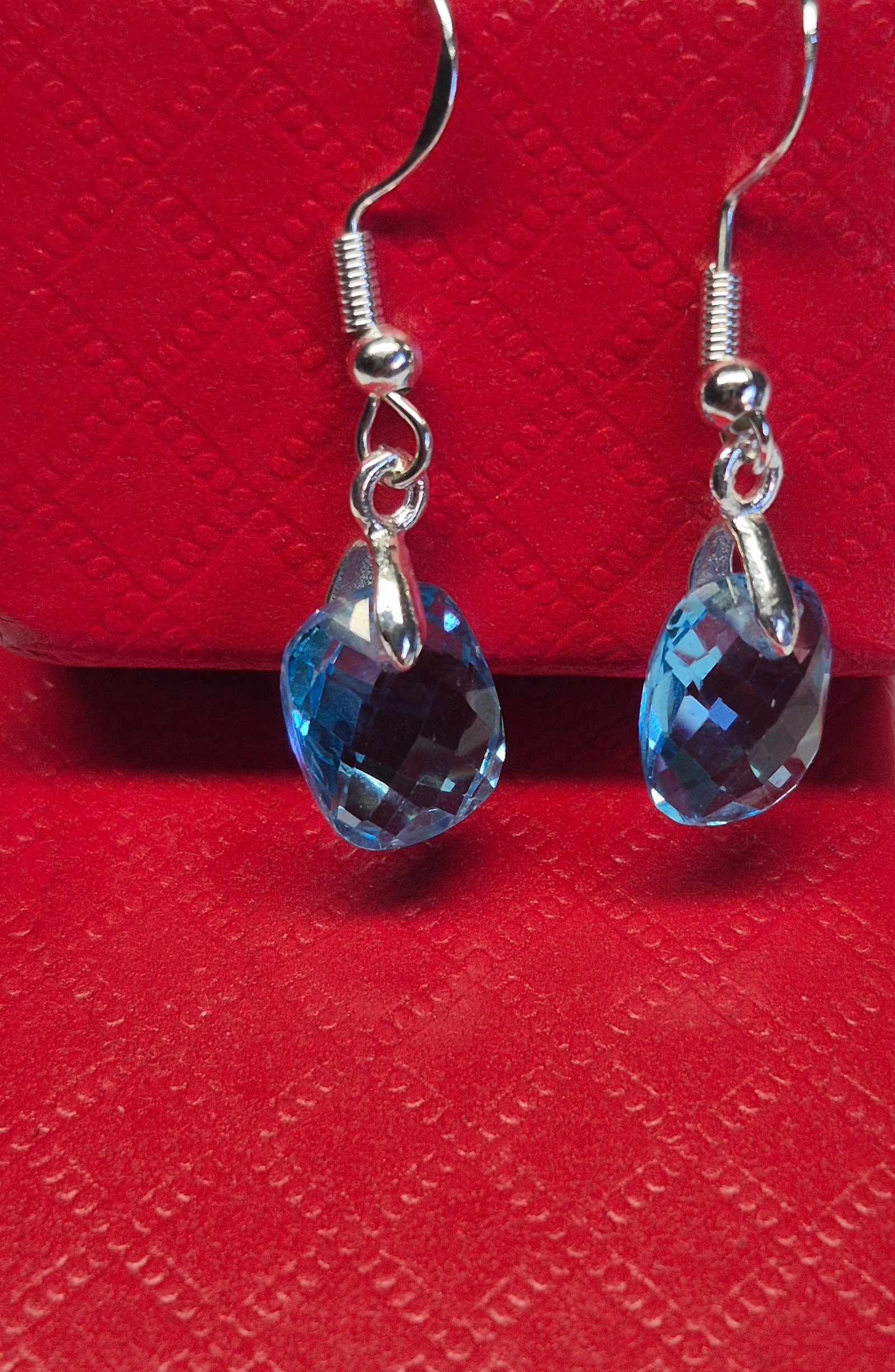 Natural Blue Topaz Drop Earrings in 925 Sterling Silver – Faceted Teardrop Gemstones - 3