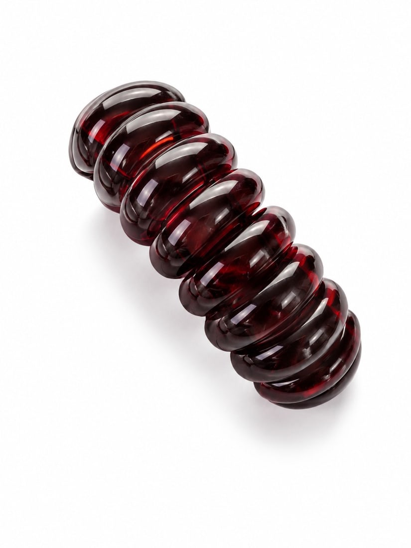 Natural Cherry Amber Stretch Bracelet – Deep Red Polished Beads: Title: Natural Cherry Amber Stretch Bracelet – Deep Red Polished Beads Description: Elegant stretch bracelet crafted from natural cherry amber in a rich deep red colour. The highly