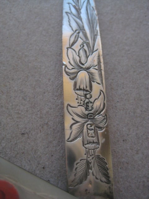 Victorian Mother of Pearl Hafted Silver Bladed Folding Fruit Knife - 7
