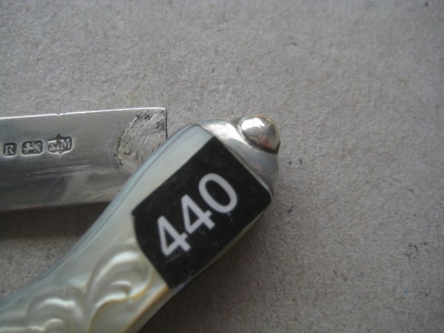 Victorian Mother of Pearl Hafted Silver Bladed Folding Fruit Knife - 5