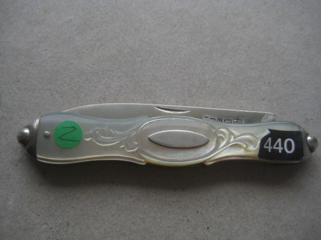 Victorian Mother of Pearl Hafted Silver Bladed Folding Fruit Knife - 9