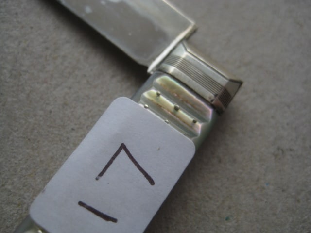 Rare George III Matching Mother of Pearl Hafted Silver Bladed Folding Fruit Knife and Fork - 4