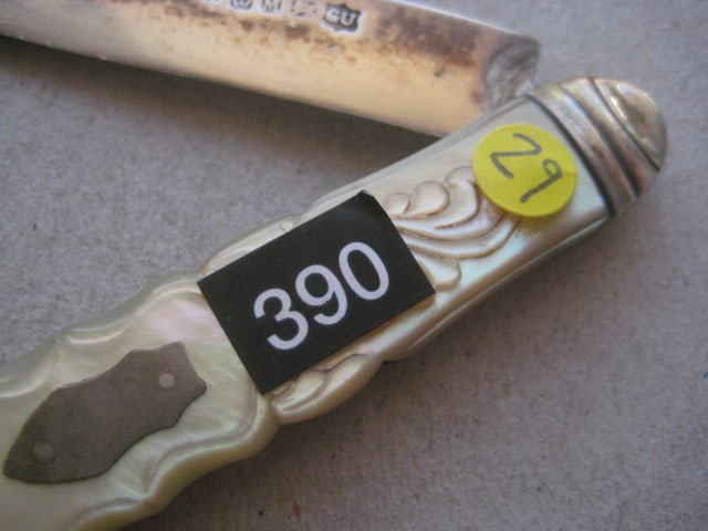 Victorian Mother of Pearl Hafted Silver Bladed Folding Fruit Knife - 5