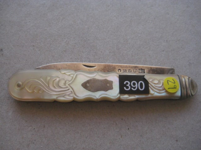 Victorian Mother of Pearl Hafted Silver Bladed Folding Fruit Knife - 9