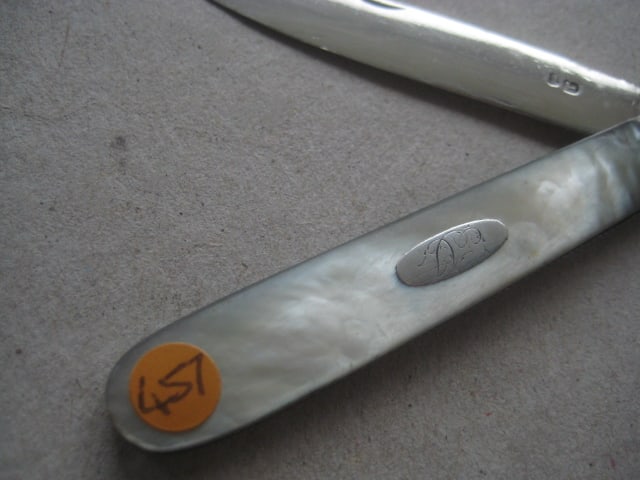 George III Mother of Pearl Hafted Silver Bladed Folding Fruit Knife - 3