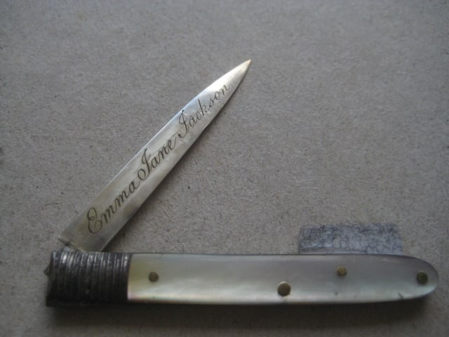 George III Mother of Pearl Hafted Silver Bladed Folding Fruit Knife - 2