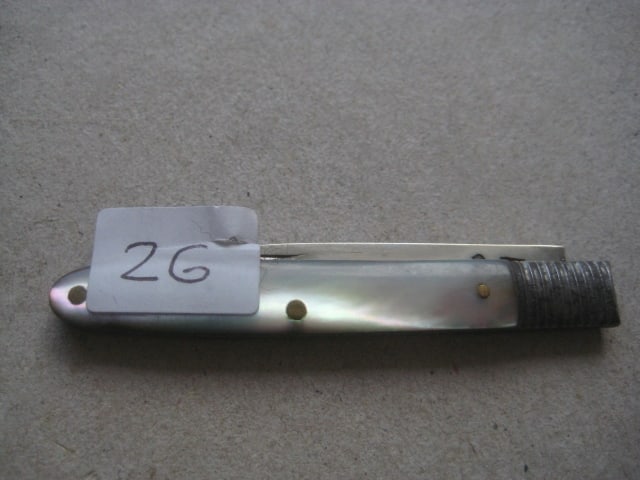 George III Mother of Pearl Hafted Silver Bladed Folding Fruit Knife - 7