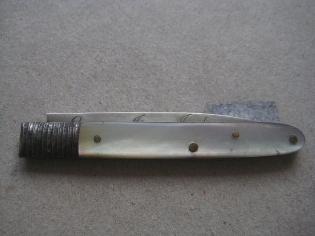 George III Mother of Pearl Hafted Silver Bladed Folding Fruit Knife - 8