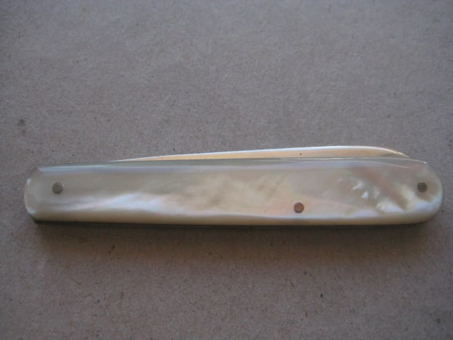 Edwardian Mother of Pearl Hafted Silver Bladed Folding Fruit Knife - 11