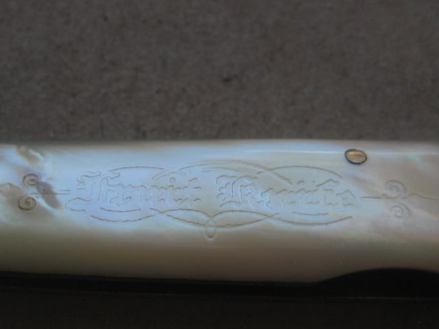 Edwardian Mother of Pearl Hafted Silver Bladed Folding Fruit Knife - 5