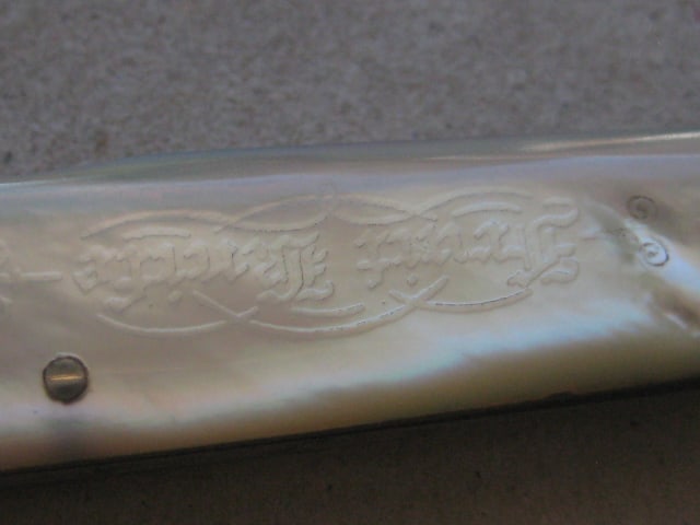 Edwardian Mother of Pearl Hafted Silver Bladed Folding Fruit Knife - 7