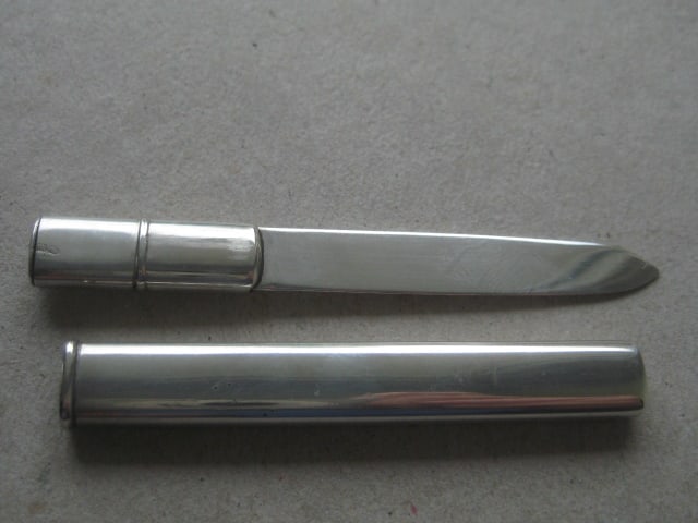 Rare Edwardian All Silver Pea Fruit Knife - 2