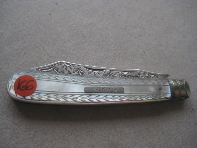 Edwardian Mother of Pearl Hafted Silver Bladed Folding Fruit Knife - 8