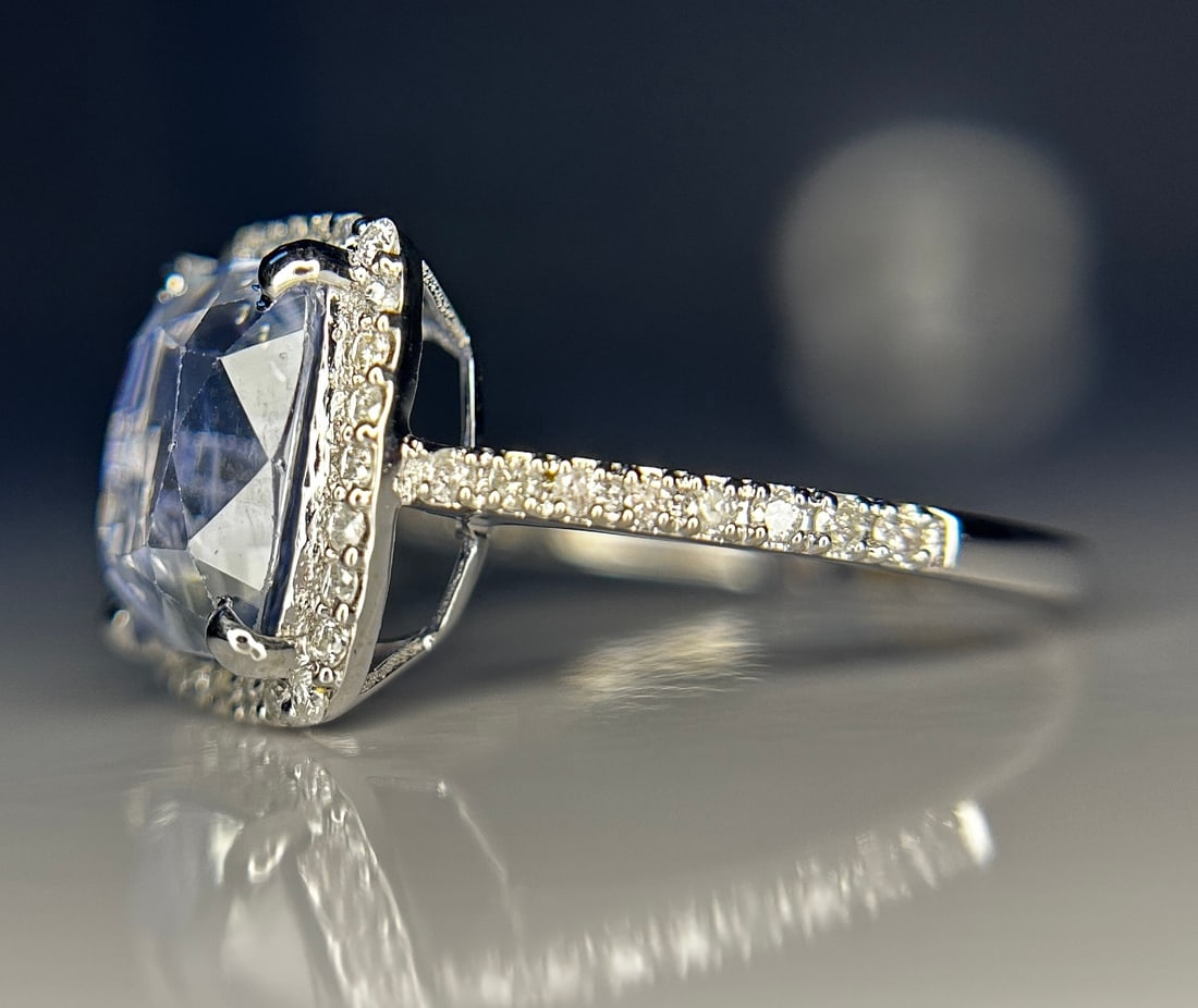 Beautiful 4.95ct Unheated Ceylon Blue Sapphire With Natural Diamonds & 18k Gold - 5