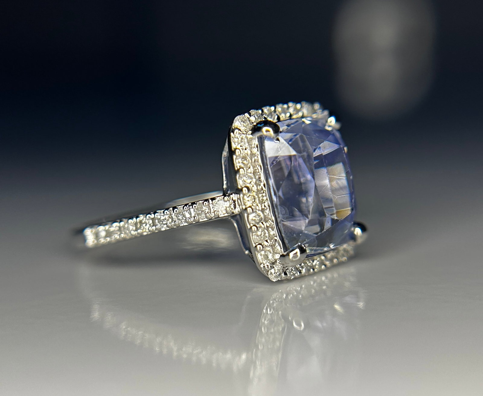 Beautiful 4.95ct Unheated Ceylon Blue Sapphire With Natural Diamonds & 18k Gold - 8