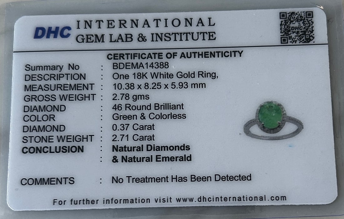 Beautiful 2.71ct Natural Emerald With Natural Diamonds & 18k Gold - 10