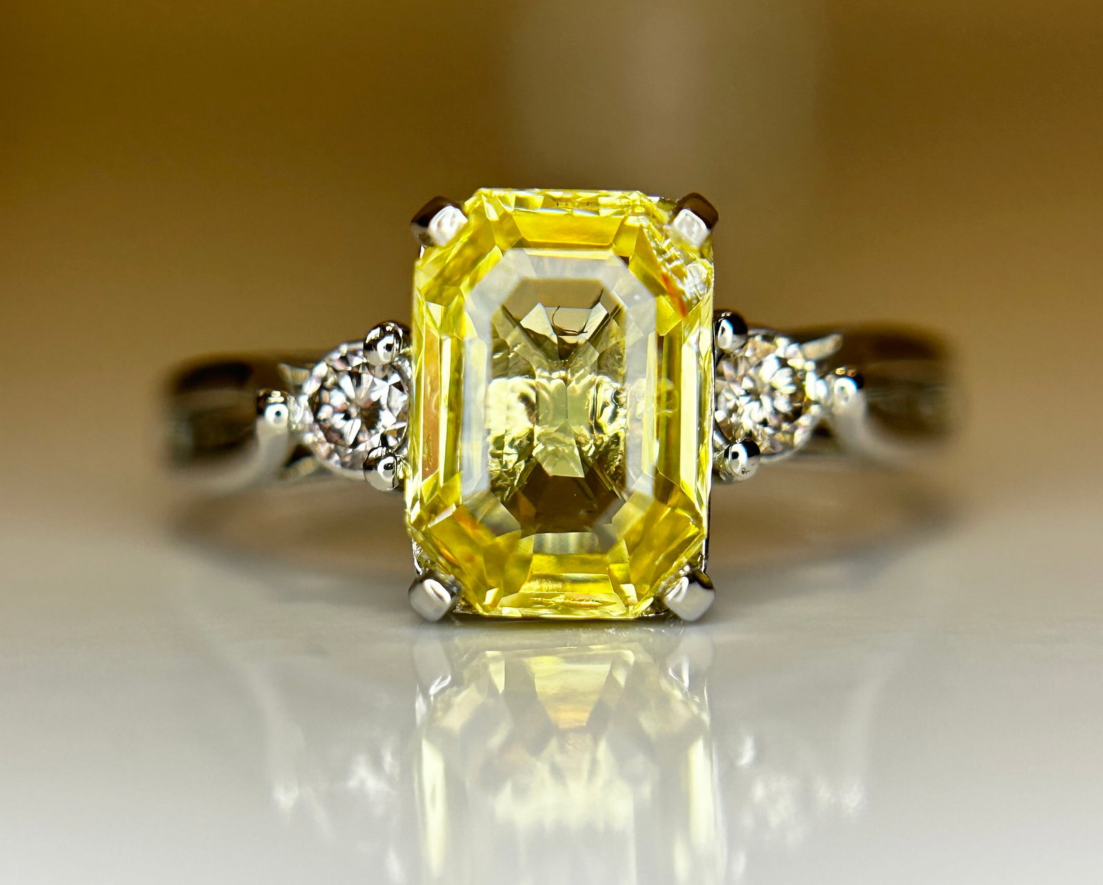 Beautiful 2.40ct Unheated Untreated Natural Ceylon Yellow Sapphire Diamonds & 950 Platinum - 7