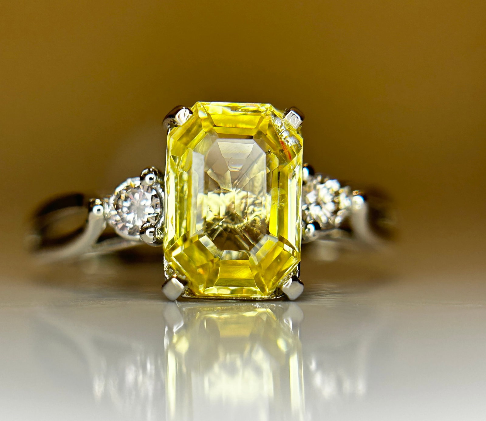 Beautiful 2.40ct Unheated Untreated Natural Ceylon Yellow Sapphire Diamonds & 950 Platinum - 8