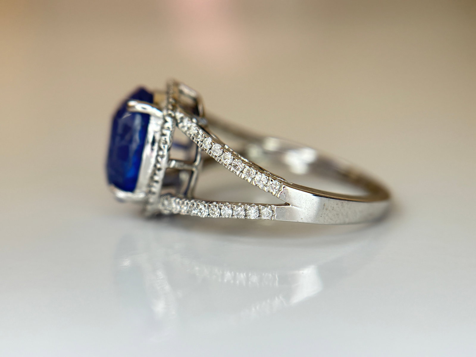 Beautiful 2.83 CT Natural Ceylon Cornflour Blue Sapphire Diamonds & 18k Gold - 5