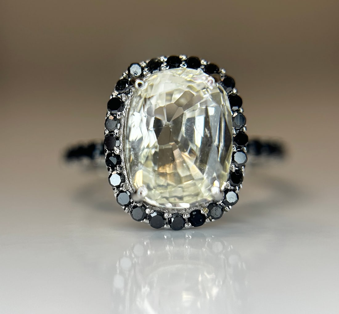 Beautiful 3.15CT Natural Ceylon White Sapphire W Natural Diamonds & 18k Gold - 8
