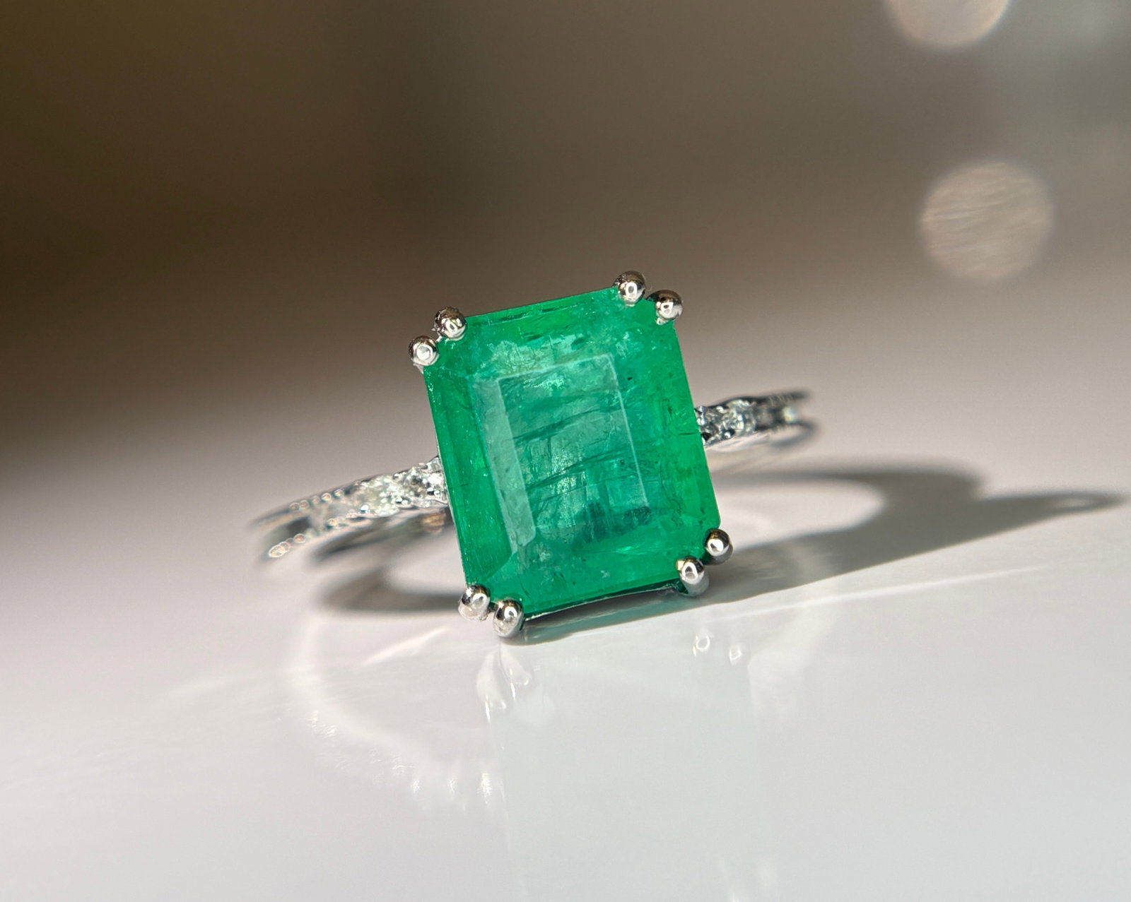 Beautiful 3.20 CT Natural Emerald Ring With Natural Diamonds & Platinum 950 (1 of 14)