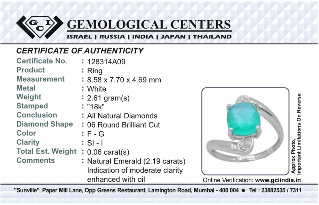Beautiful Natural Emerald 2.19 Ct With Natural Diamonds & 18k Gold - 9