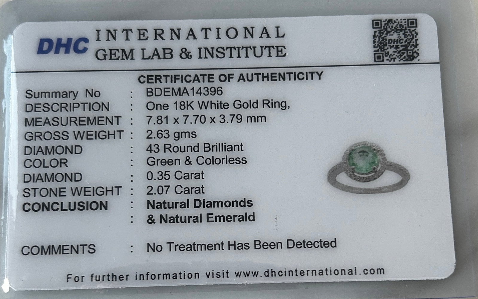 Beautiful 2.07 ct Natural Emerald With Natural Diamonds & 18k Gold - 7
