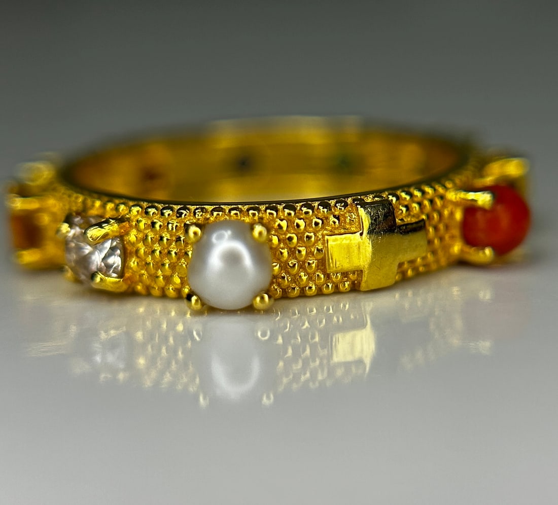 Beautiful Natural Multi Gemstone Rosary & 18k Gold - 7