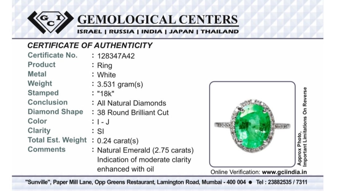 Beautiful 2.75 CT Untreated Columbian Natural Emerald Ring With Diamonds & 18k Gold - 9