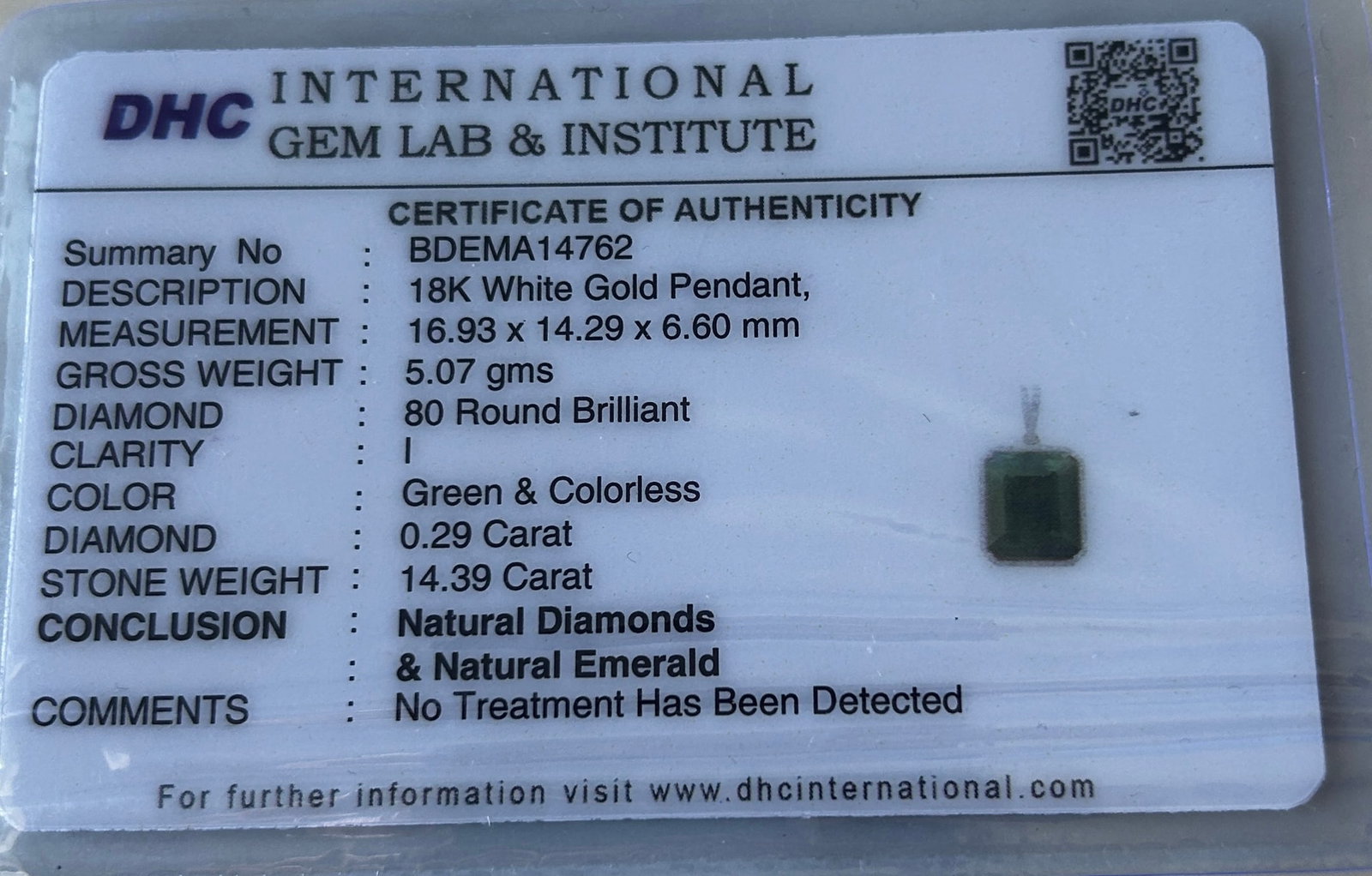 Beautiful 14.39 ct Natural Emerald With Natural Diamonds & 18k Gold - 7