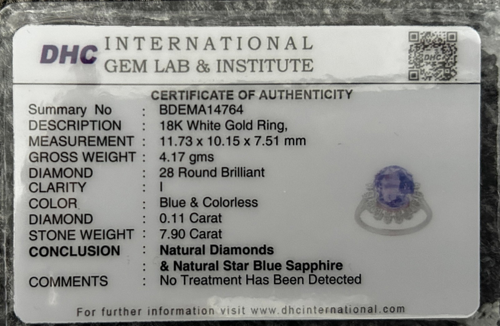 Beautiful 7.90CT Unheated Ceylon Blue Sapphire With Natural Diamonds & 18k Gold - 11