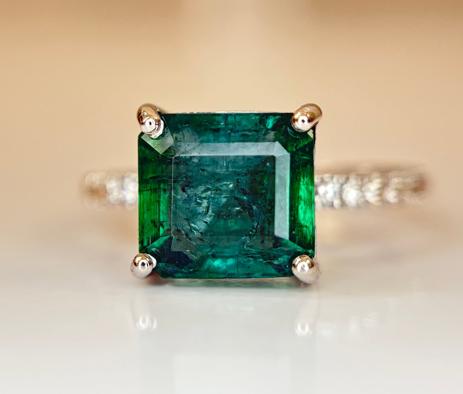 Beautiful 3.42 CT Natural Emerald Ring With Natural Diamonds & Platinum 950: Title: Beautiful 3.42 CT Natural Emerald Ring With Natural Diamonds & Platinum 950 Description: Beautiful 3.42 CT Natural Emerald Ring With Natural Diamonds & Platinum 950 Description:<