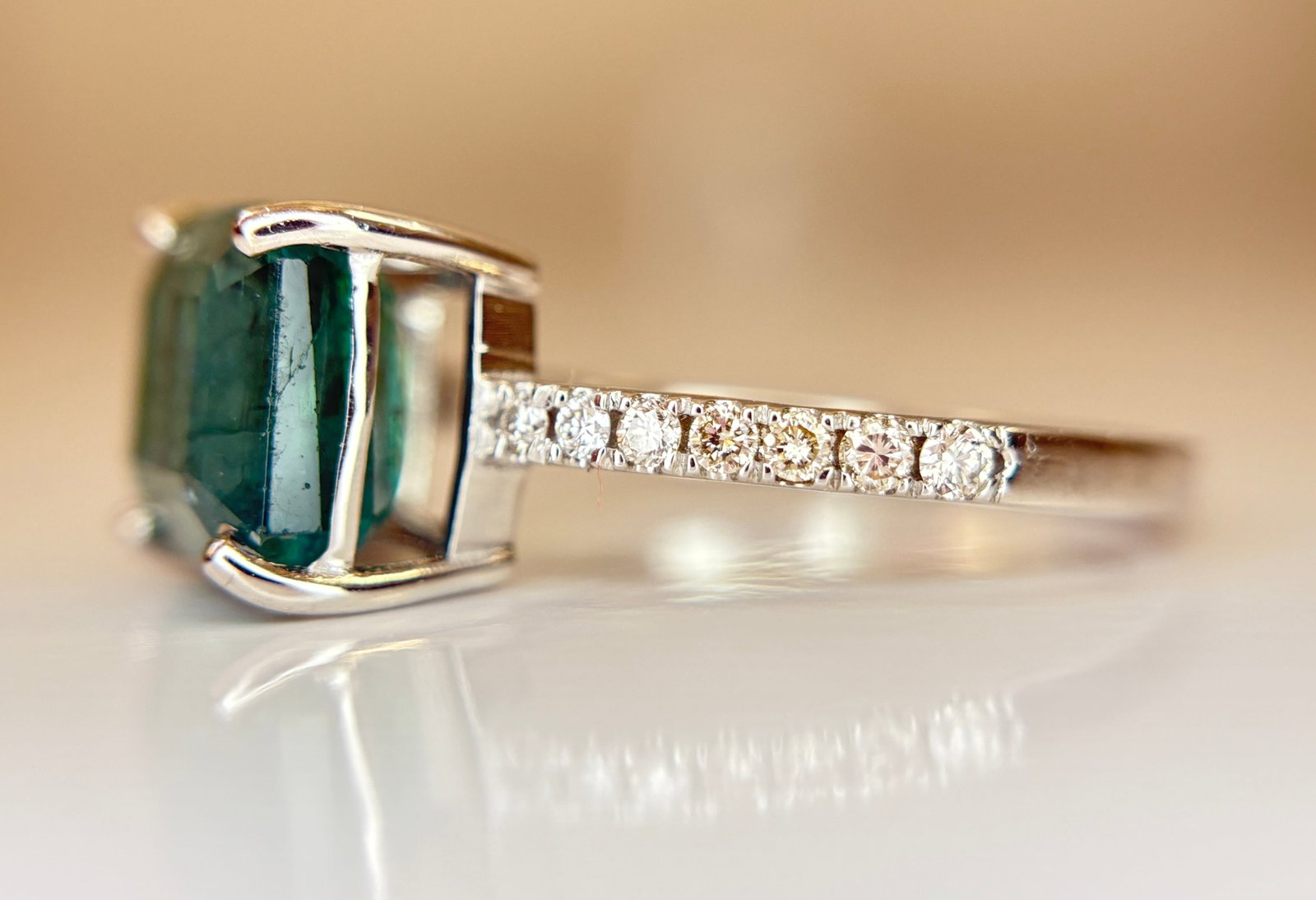 Beautiful 3.42 CT Natural Emerald Ring With Natural Diamonds & Platinum 950 - 6
