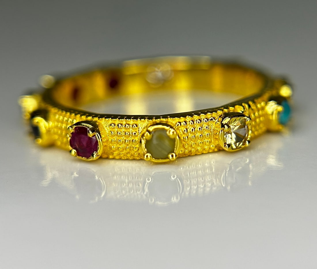 Beautiful Natural Multi Gemstone Rosary & 18k Gold - 5