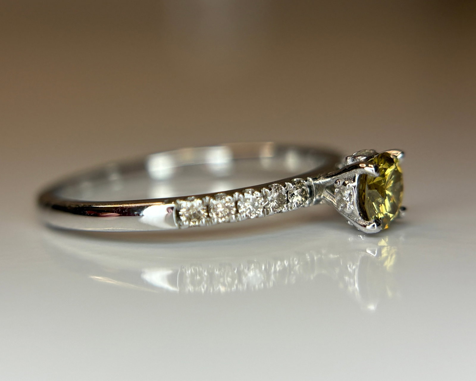 Beautiful 0.26 Ct Natural Champagne Solitaire Diamond & 18k Gold - 6