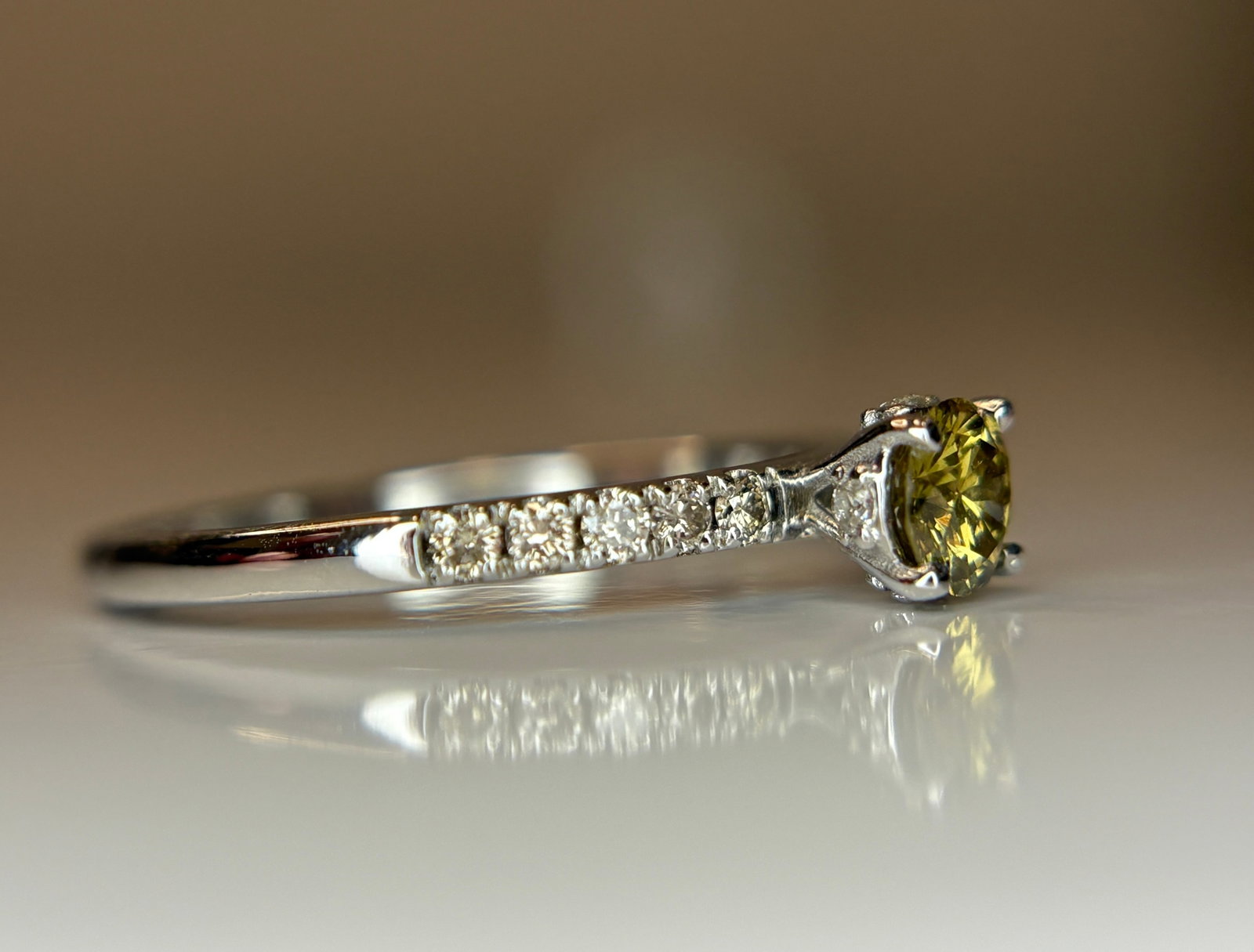 Beautiful 0.26 Ct Natural Champagne Solitaire Diamond & 18k Gold - 7
