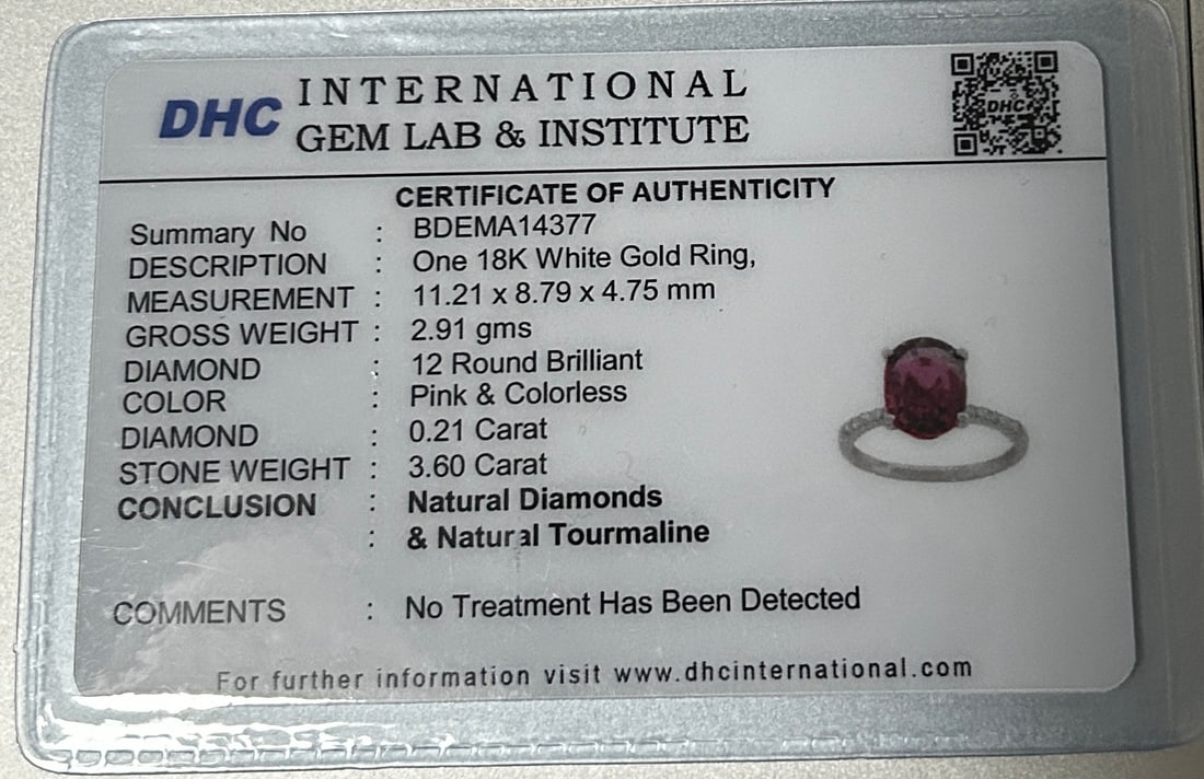 Beautiful 3.60CT Natural Pink Tourmaline With Natural Diamonds & 18k Gold - 12