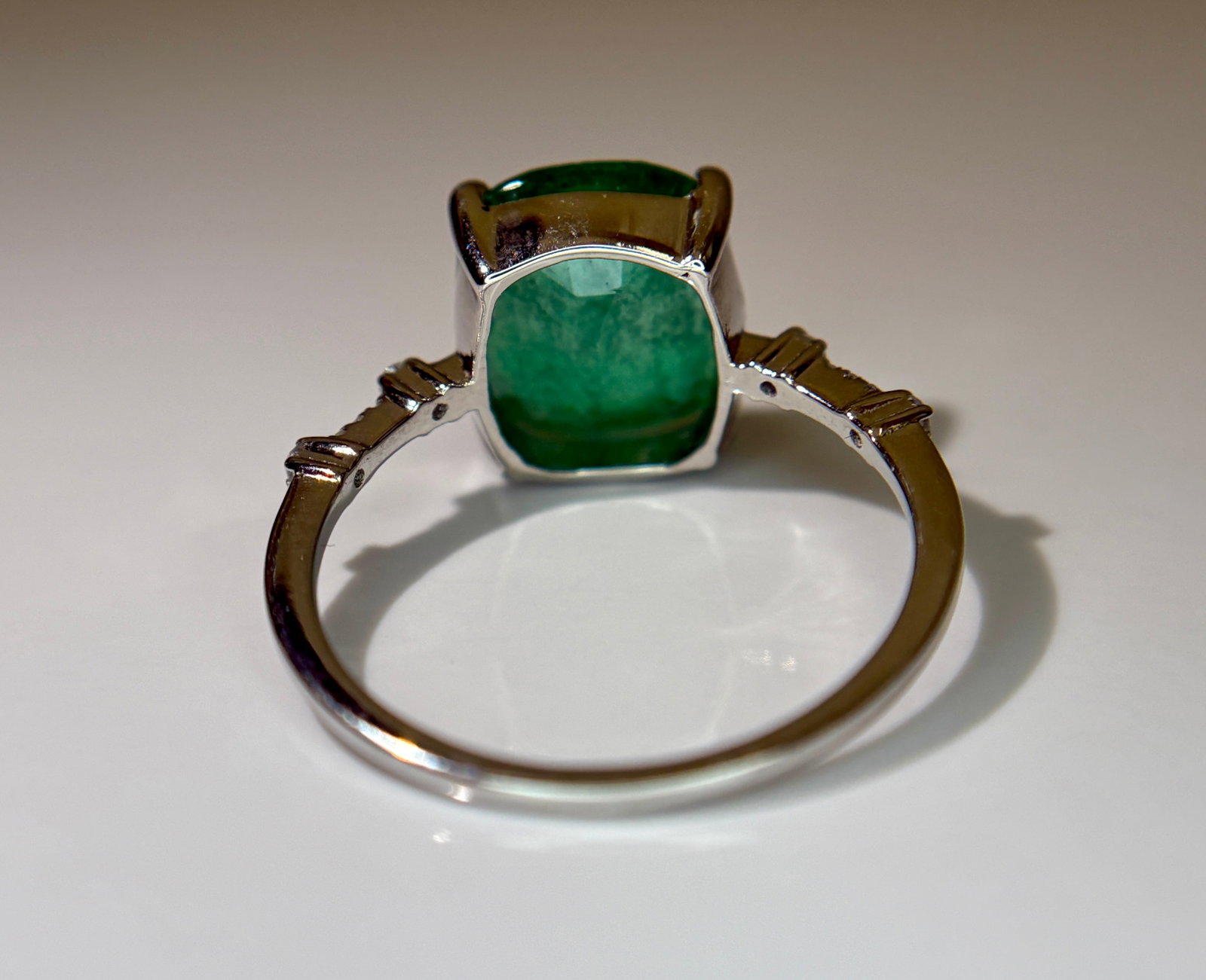 Beautiful 3.40 CT Natural Emerald Ring With Natural Diamonds & Platinum 950 - 7